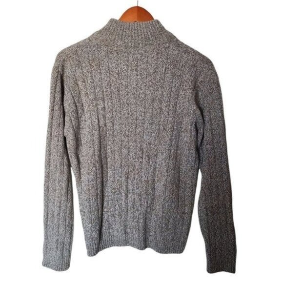 Oscar De La Renta Sweater Quarter Zip Mock Neck size L Large Cotton Blend Tan Ma - Picture 8 of 10